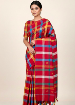 Sindoor Heritage Bhujodi Jamdani Cotton Khadi Saree