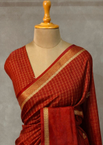 Brown- Viscose Georgette Saree - Image 2