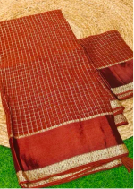 Brown- Viscose Georgette Saree - Image 3