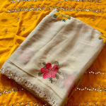 Ivory Garden Embroidered Silk Saree