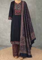 Elegant Black & Red Embroidered Suit Set